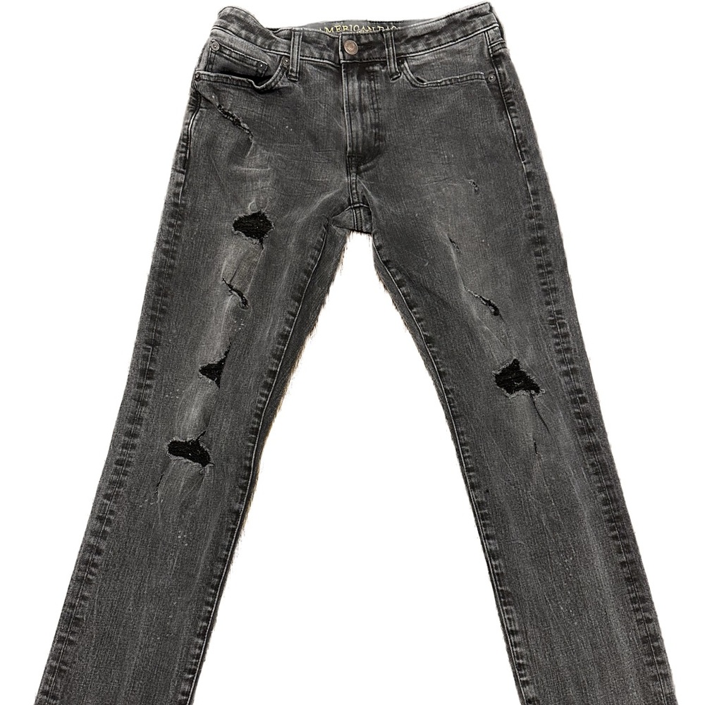 Men’s American Eagle Black Distressed Ripped Leg Jeans 29x30